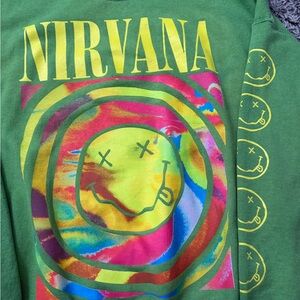 NIRVANA Green Hoodie with Multicolor Graphic
